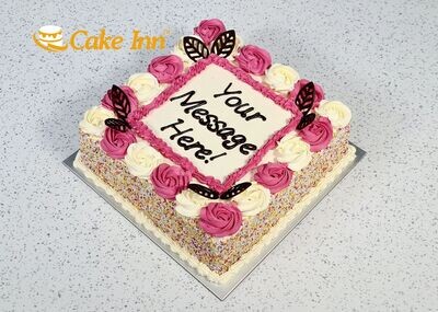 Classic Flowers With Mix Sprinkle On Side Birthday Cake S228