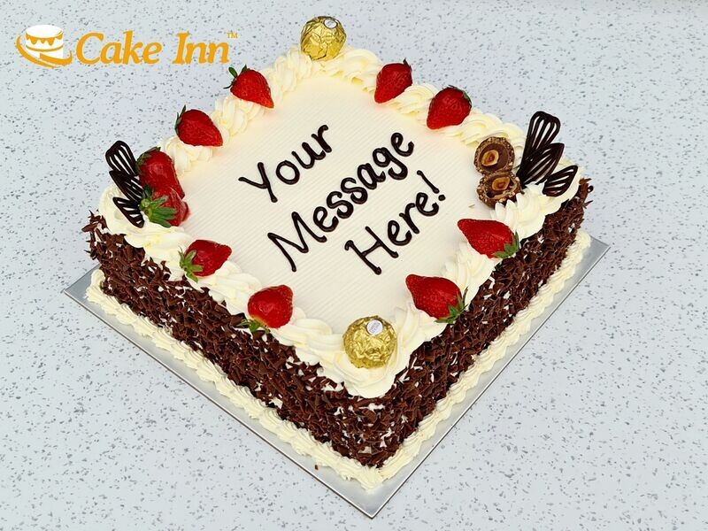 Ferrero & Strawberry With Chocolate Curls On Side Birthday Cake S283
