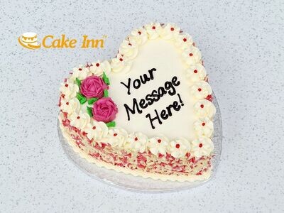 Pink Flowers & Strawberry Curls On Side Heart Celebration Cake