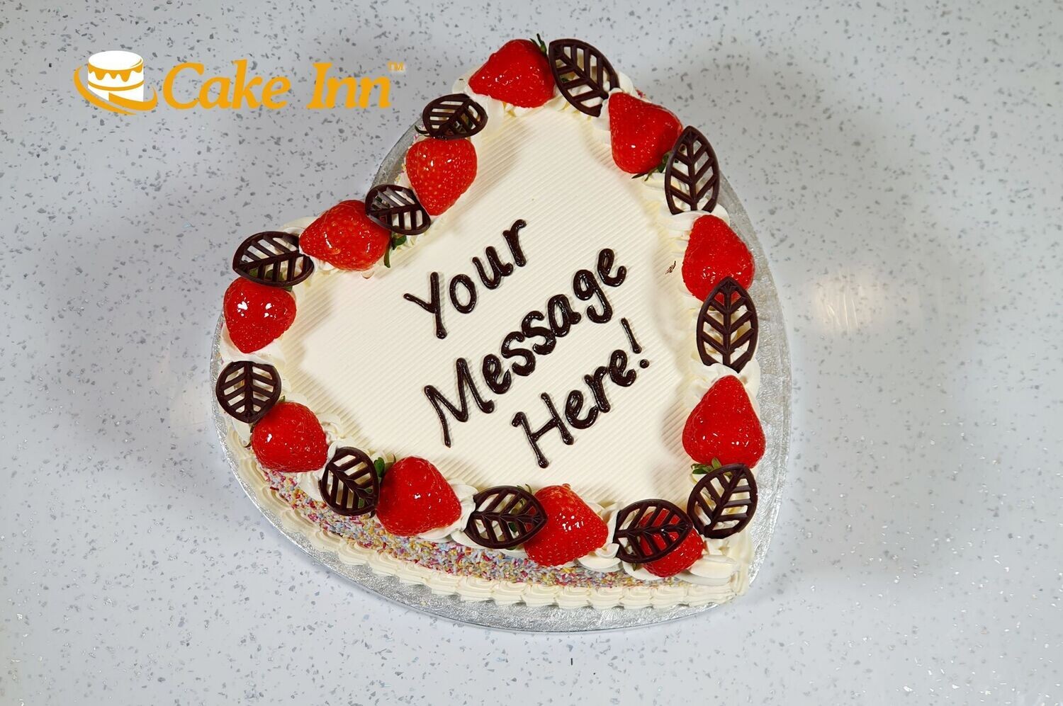 Full Strawberry With Colour Sprinkles On Side Celebration Cake