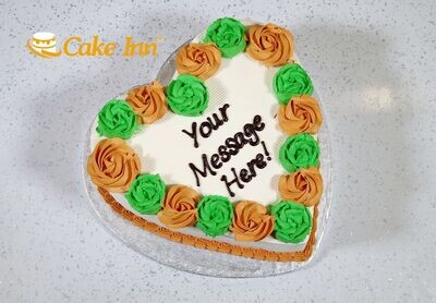 Colourful Green & Gold Flowers Heart Cake