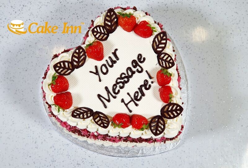 Strawberry With Chocolate Curls On Side Celebration Cake