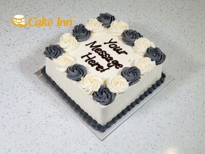 White & Grey Flowers Birthday Cake S223