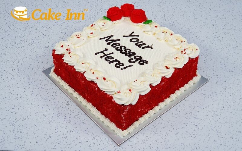 Red Flowers With Crumbs  On Side Red velvet Cake RV323