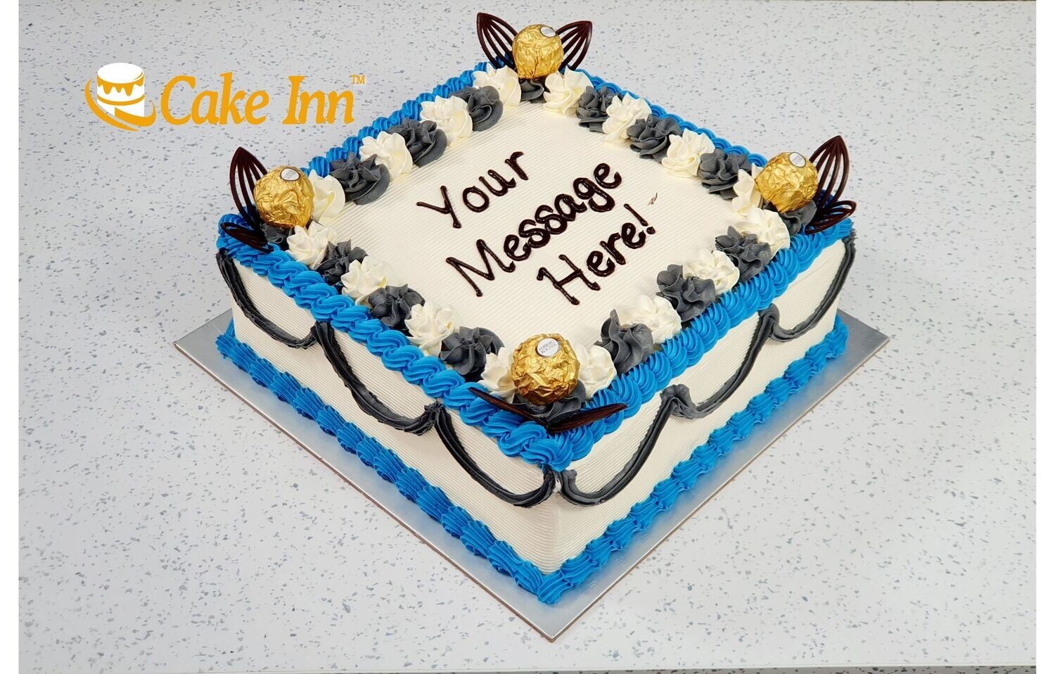 Blue & Grey Birthday Cake
