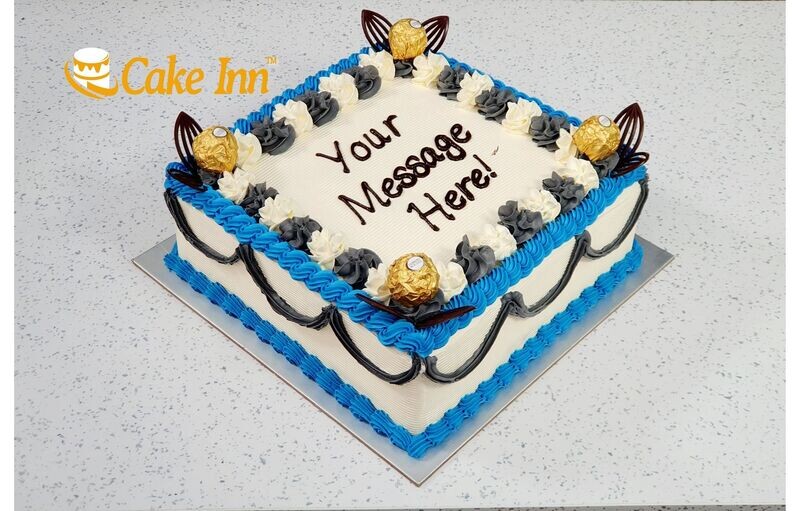 Blue & Grey Birthday Cake