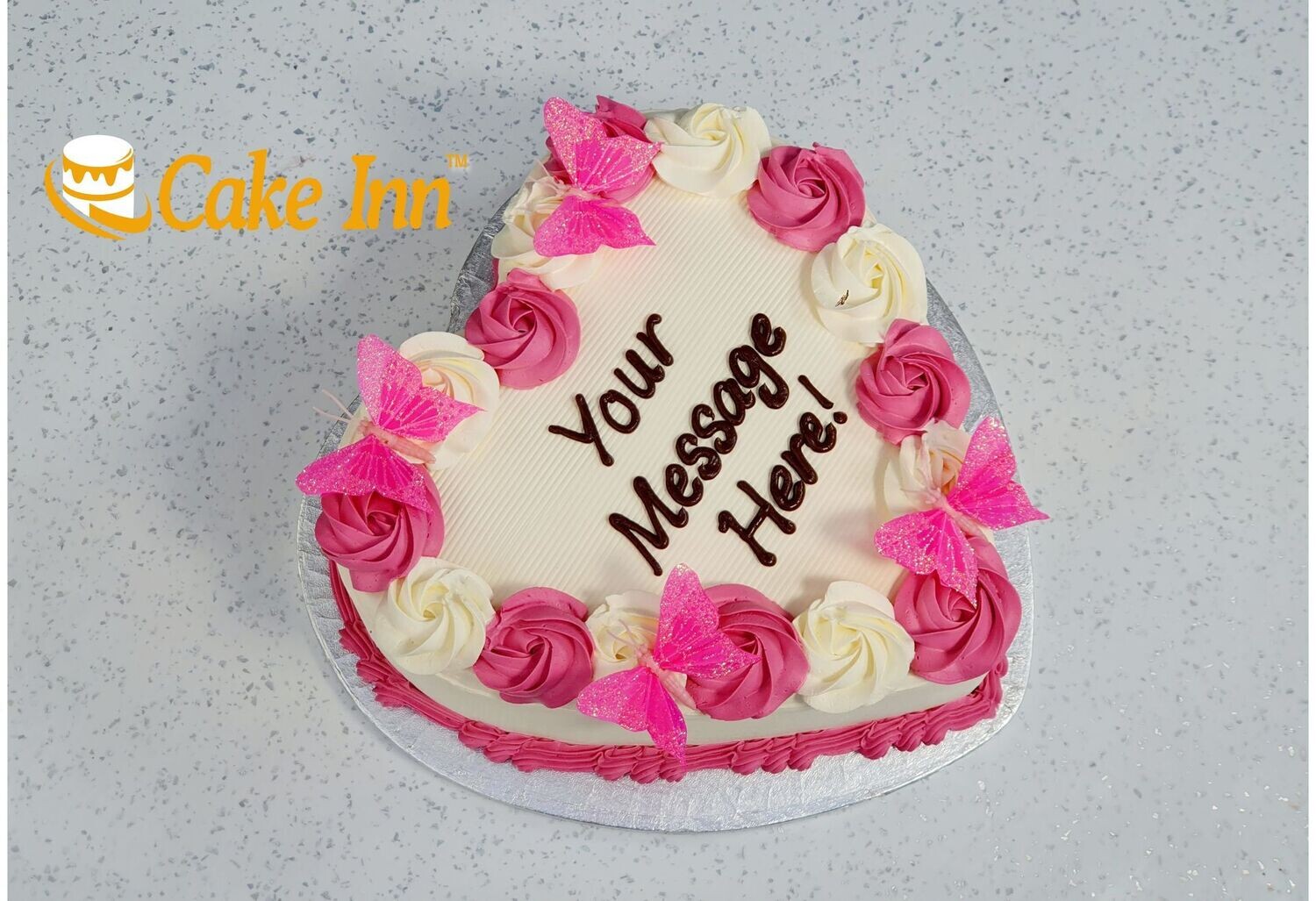 Mother's Day Cake Pink Butterfly Heart
