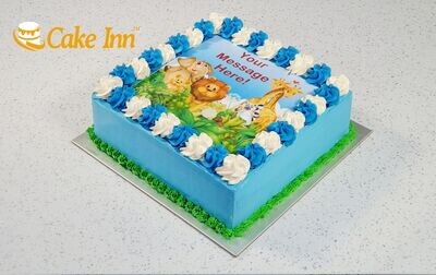 Blue Safari Theme Cake