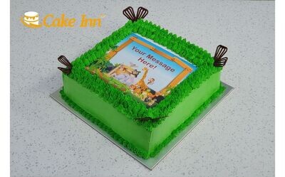 Full Green Safari Theme Birthday Cake
