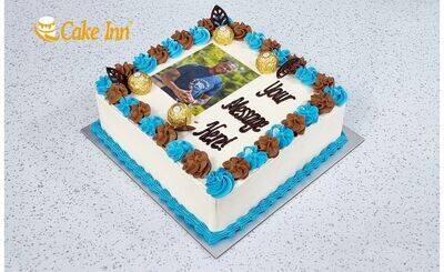 Blue Photo Birthday Cake P493