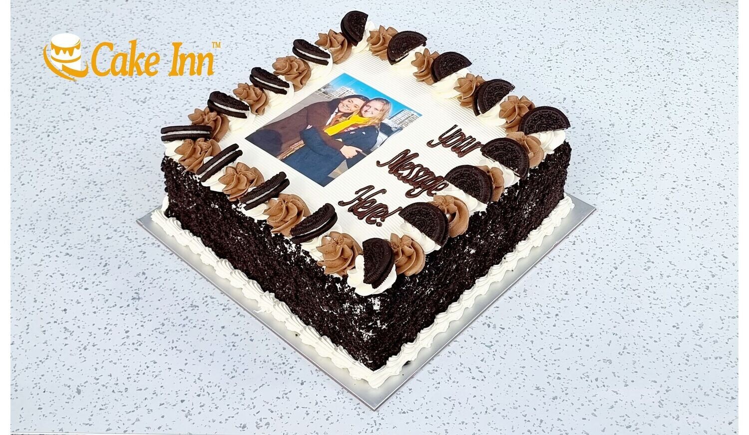 Oreo & Strawberry With Oreo Crumbs On Side Photo Birthday Cake P439
