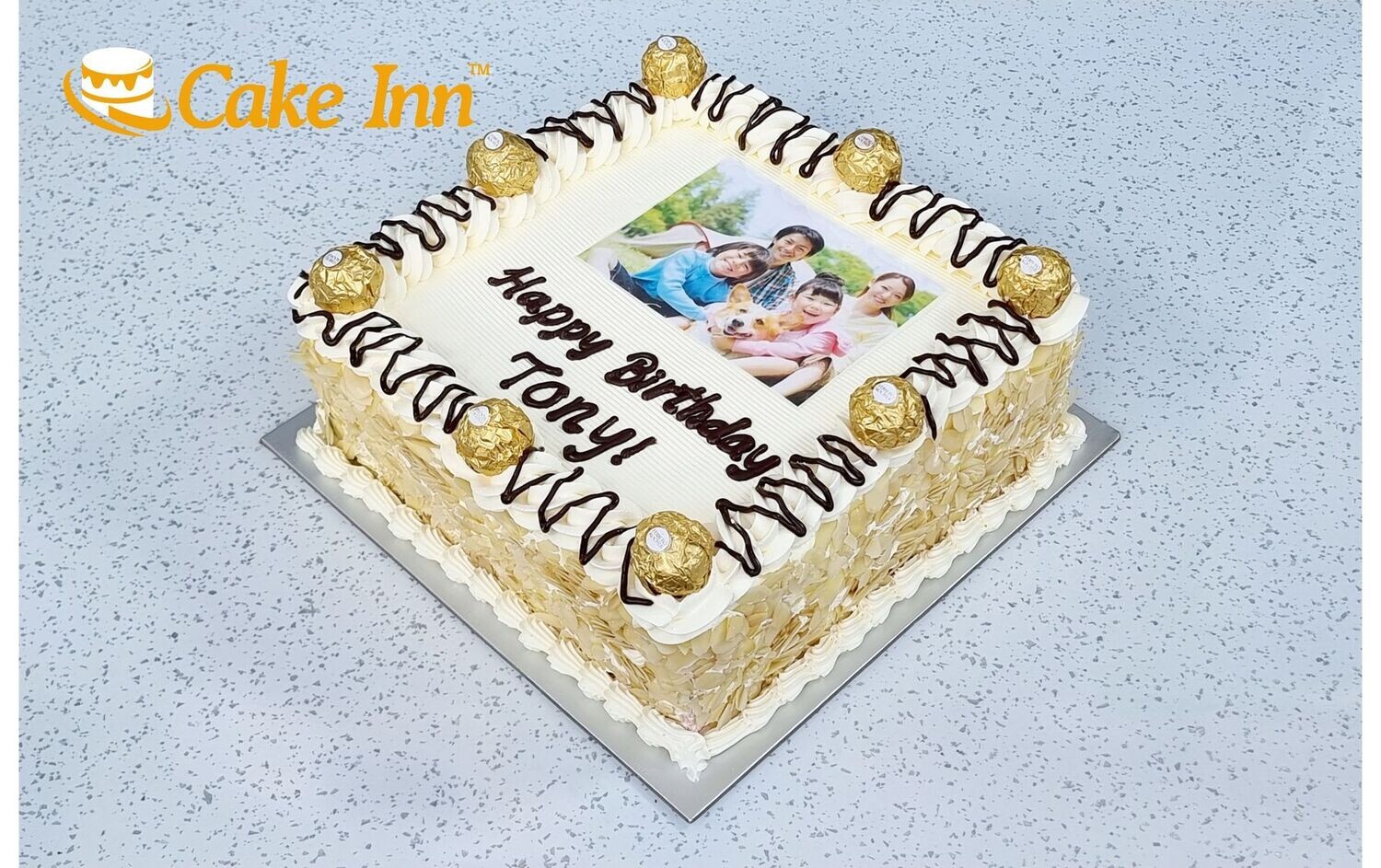 Luxury Frerro Toping Photo Birthday Cake