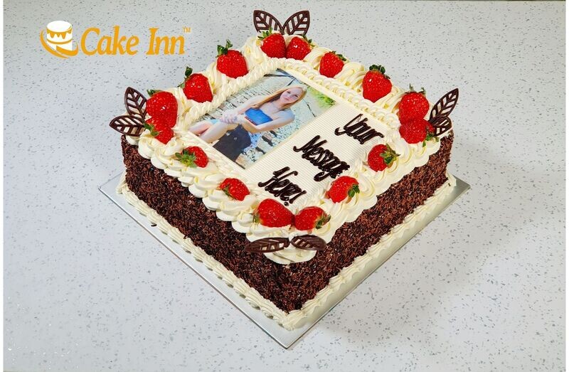 Strawberry & Chocolate Sprinkles Photo Birthday Cake P461