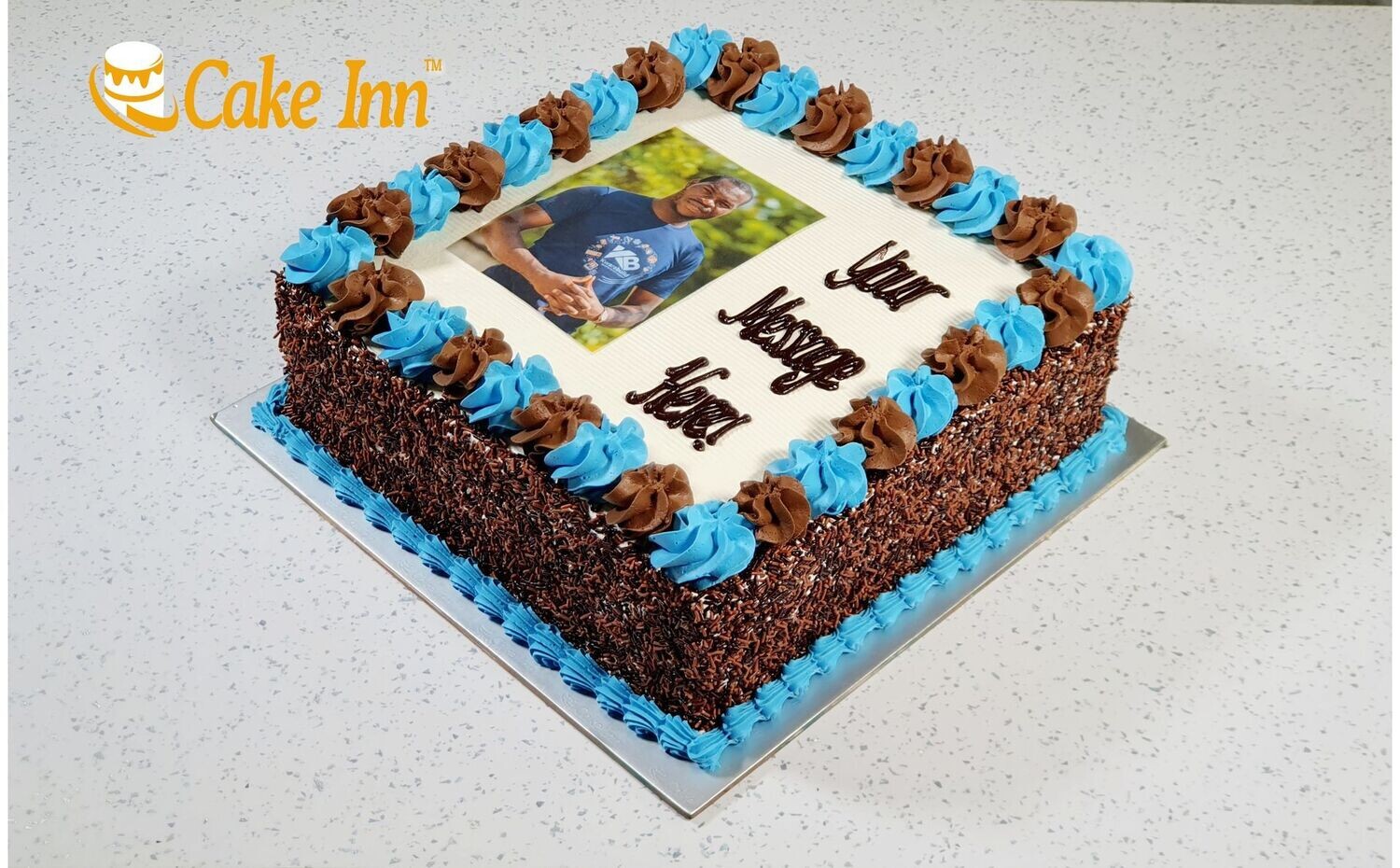 Chocolate Sprinkles Photo Birthday Cake