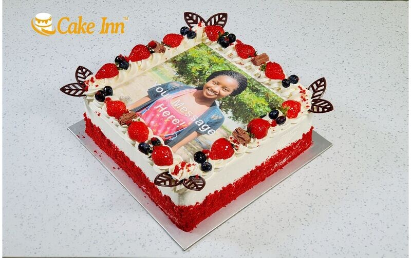 Fruit & Flake Photo Red velvet Cake