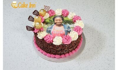 Ferrero With Chocolate Curls On Side Photo Birthday Cake
