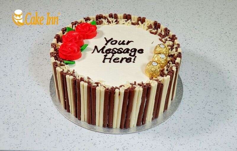 Red Flowers Chocolate Cigarillos Cake