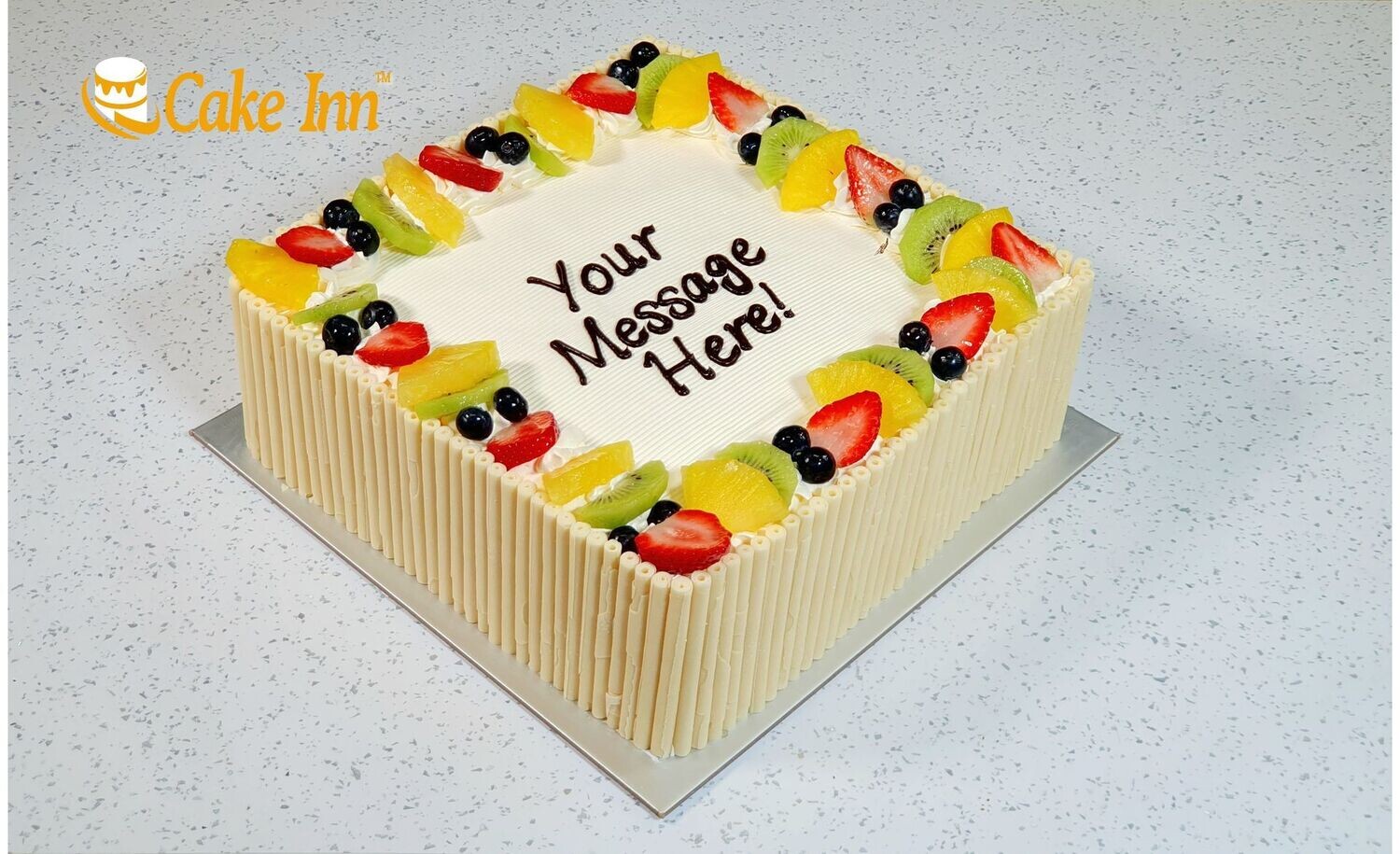 White Cigarillo With Fresh Fruit Birthday Cake