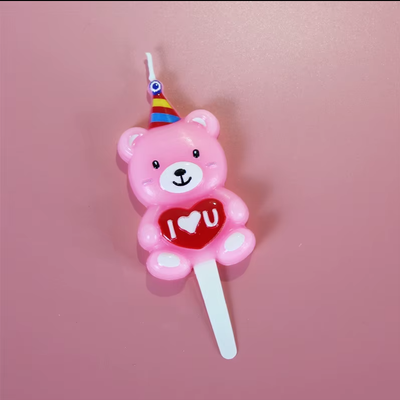Pink Cute Little Teddy Bear Candle