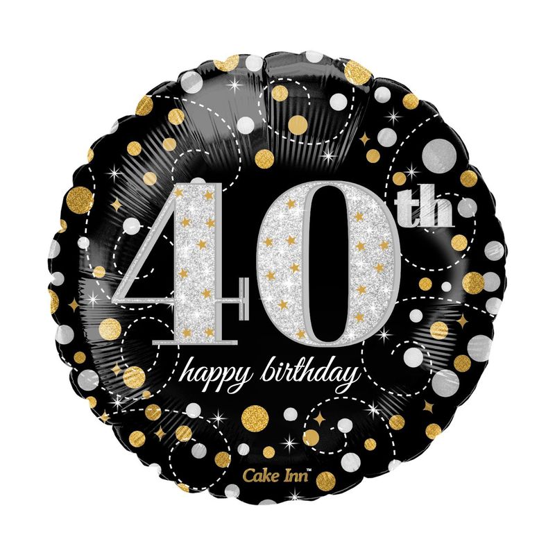 Happy 40th Birthday 18″Foil Balloon Including Helium & Weight