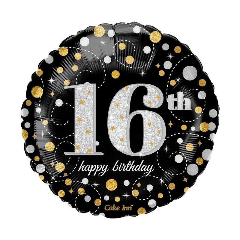 Happy 16th Birthday 18″Foil Balloon Including Helium & Weight