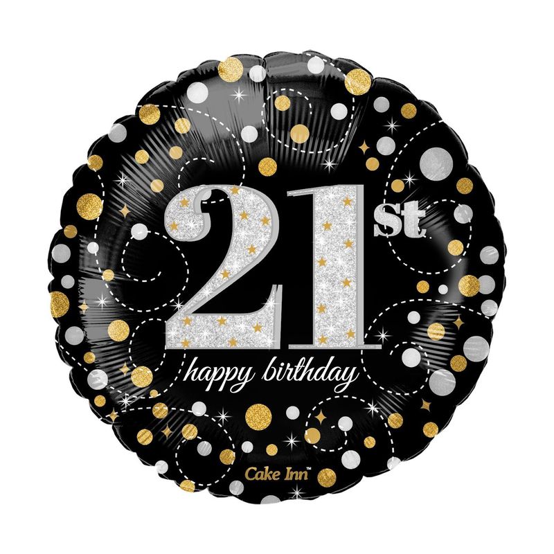 Happy 21st Birthday 18″Foil Balloon Including Helium & Weight