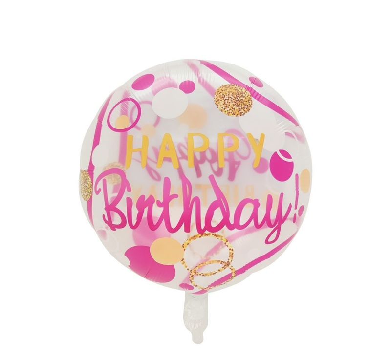 Clear Pink 18″Foil Balloon Including Helium & Weight