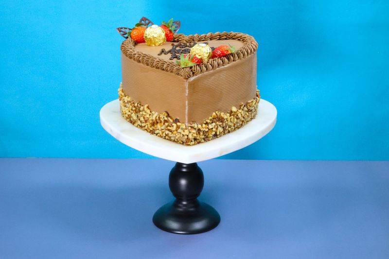 Hazelnut Chocolate Vintage  Heart Cake