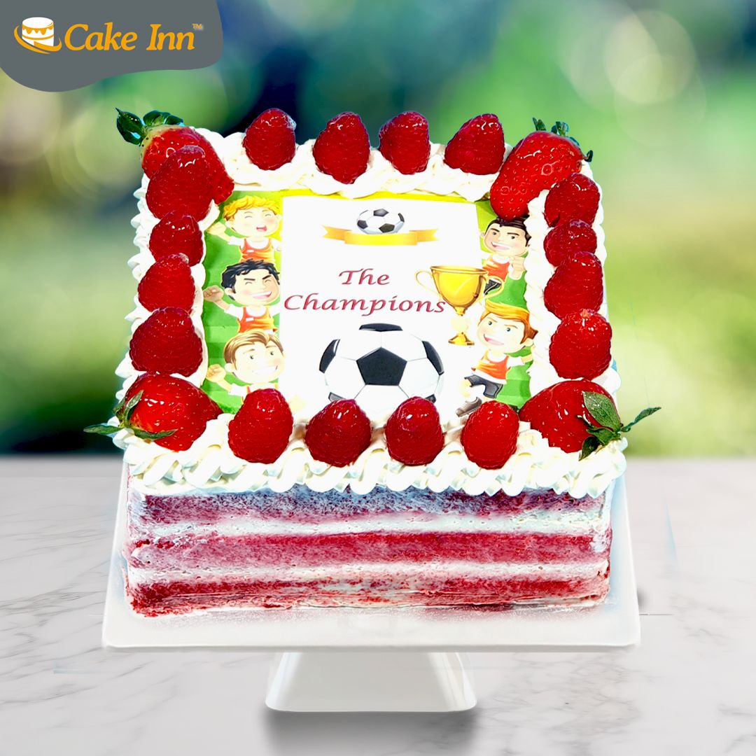 Naked Full Berries Red Velvet Football Theme Cake RV355