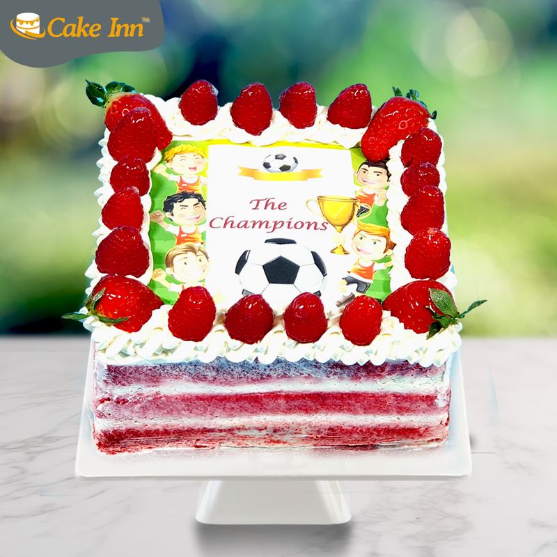 Naked Full Berries Red Velvet Football Theme Cake RV355