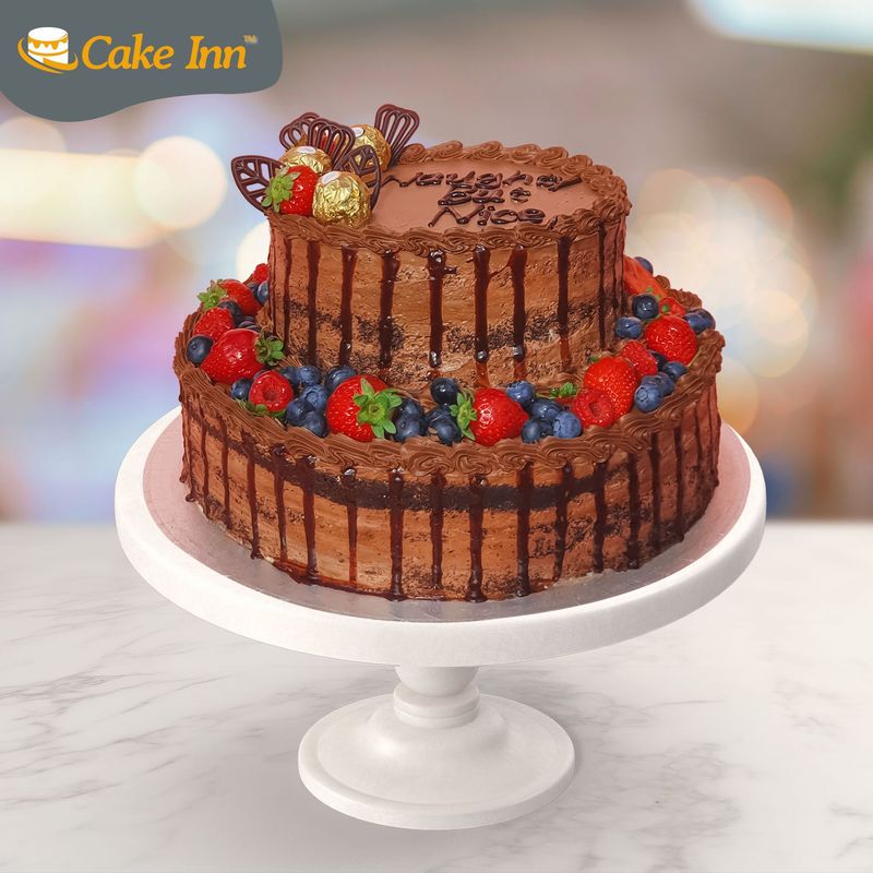 Two Tier Chocolate Deluxe Naked Cake