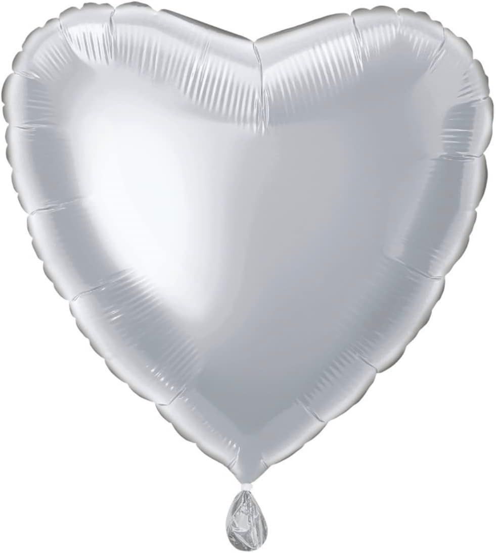 Silver Heart 18"Foil Balloon Including Helium & Weight