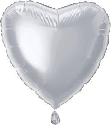Silver Heart 18"Foil Balloon Including Helium & Weight