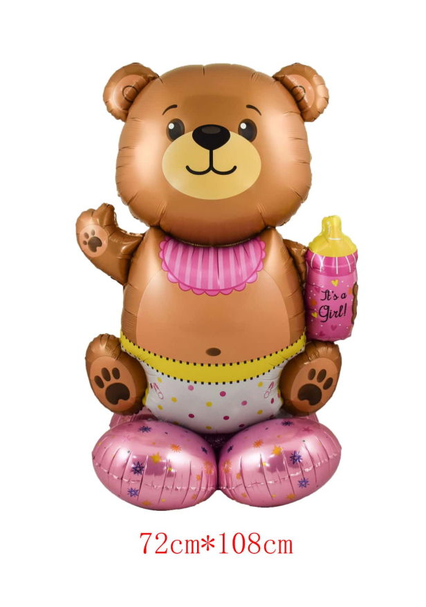 42" Large Its a Girl Teddy Bear With Base Balloon