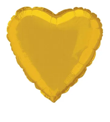 Gold Heart 18"Foil Balloon Including Helium & Weight