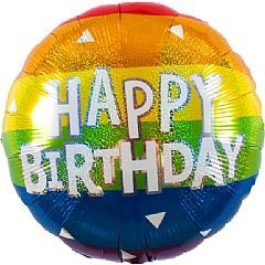 Rainbow Happy Birthday  18"Foil Balloon Including Helium & Weight