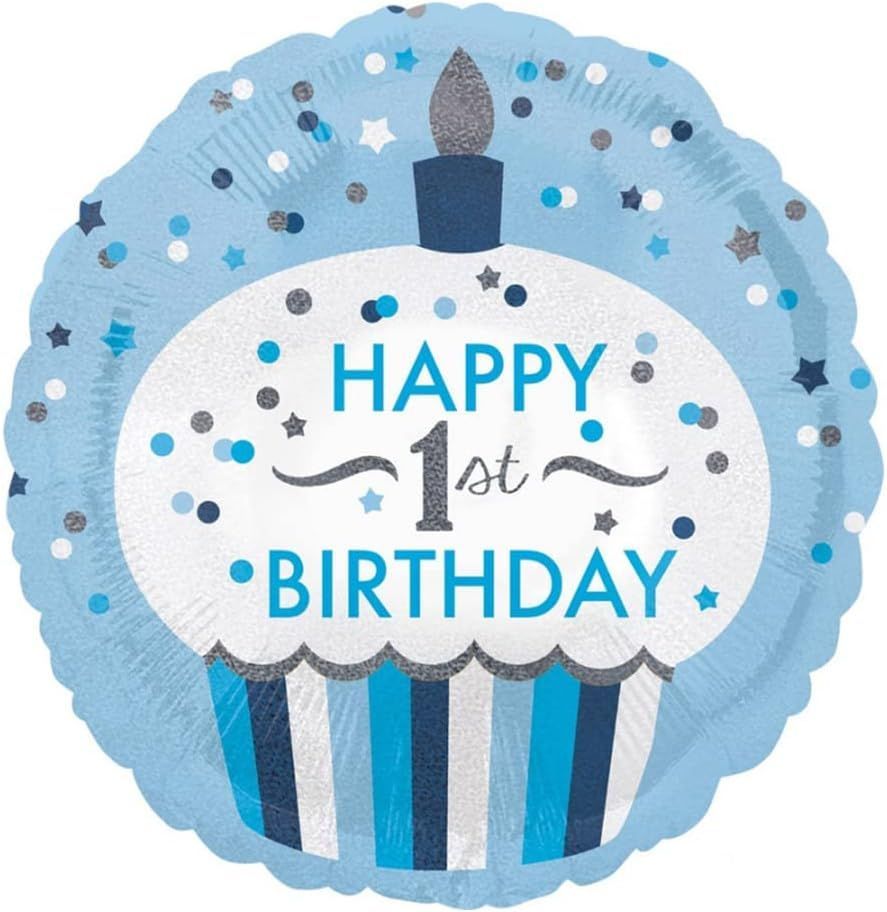 1st Birthday Blue 18"Foil Balloon Including Helium & Weight
