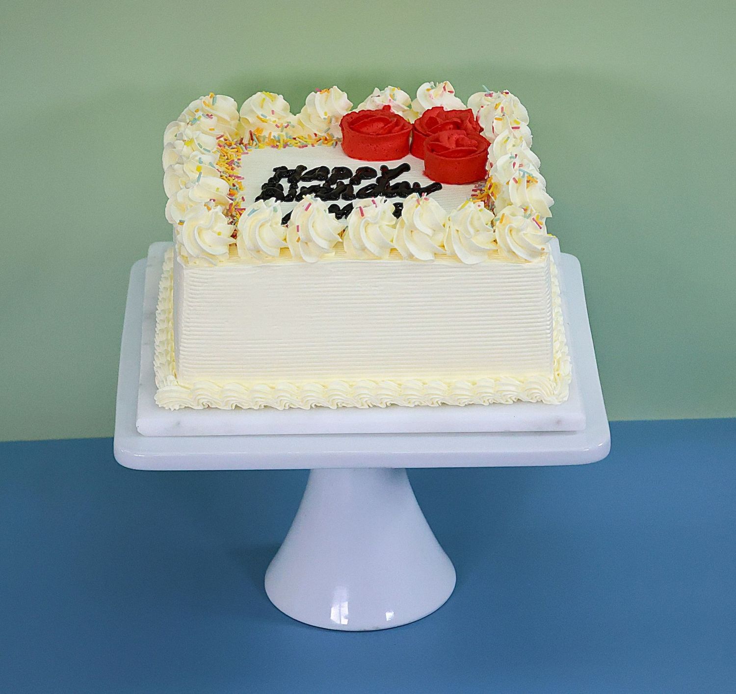 Classic Red Flowers Birthday Cake