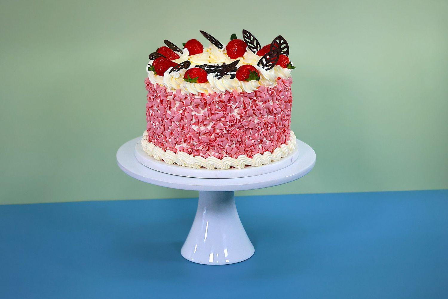 Full Strawberry With Strawberry Curls On Side Birthday Cake