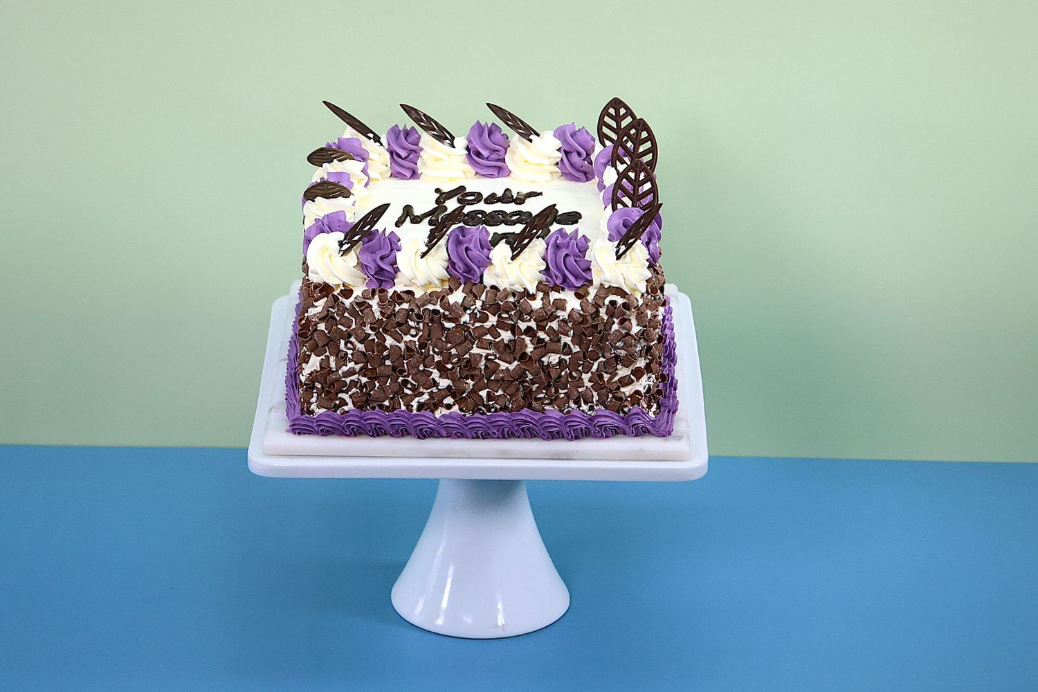 Colour theme With Chocolate Curls On Side Birthday Cake