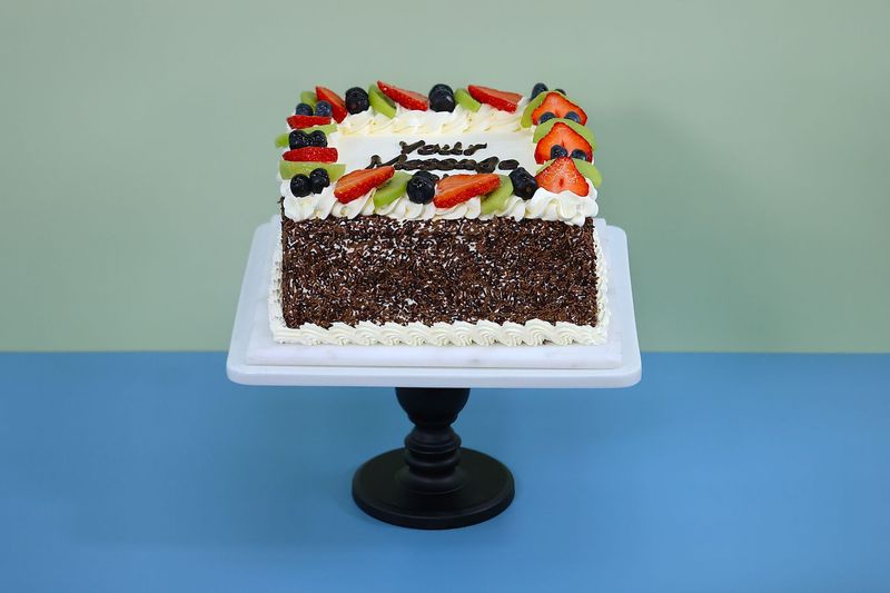 Fresh Fruit With Chocolate Sprinkles On Side Birthday Cake S208