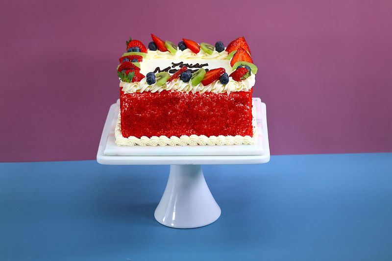 Fresh Berries With Crumbs  On Side Red velvet Cake RV325