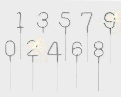 Silver Number  Sparkler Candle