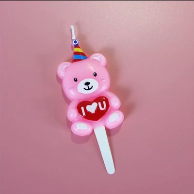 Pink Cute Little Teddy Bear Candle