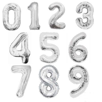 Silver 34" Number Foil Balloon Including Helium & Weight