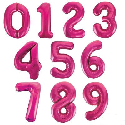Pink 34" Number Foil Balloon Including Helium & Weight