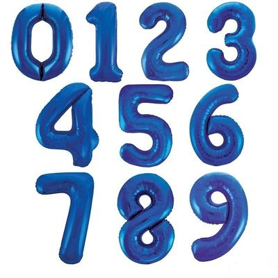 Blue 34" Number Foil Balloon Including Helium & Weight