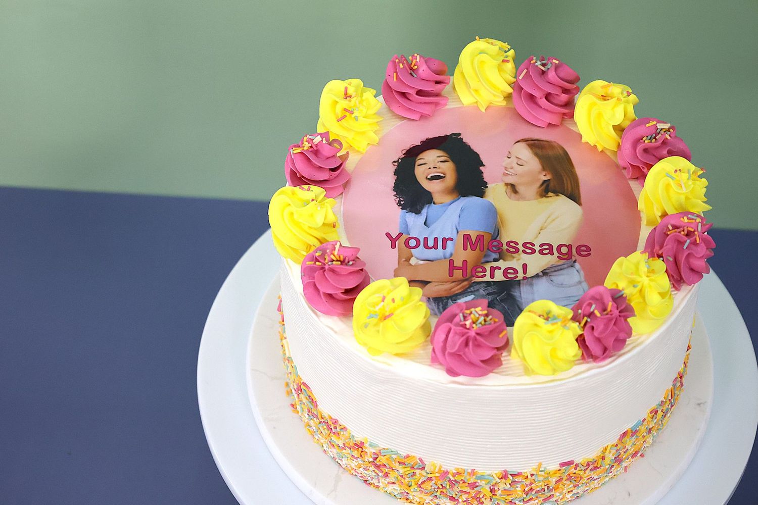 Sprinkle Theme Photo Birthday Cake