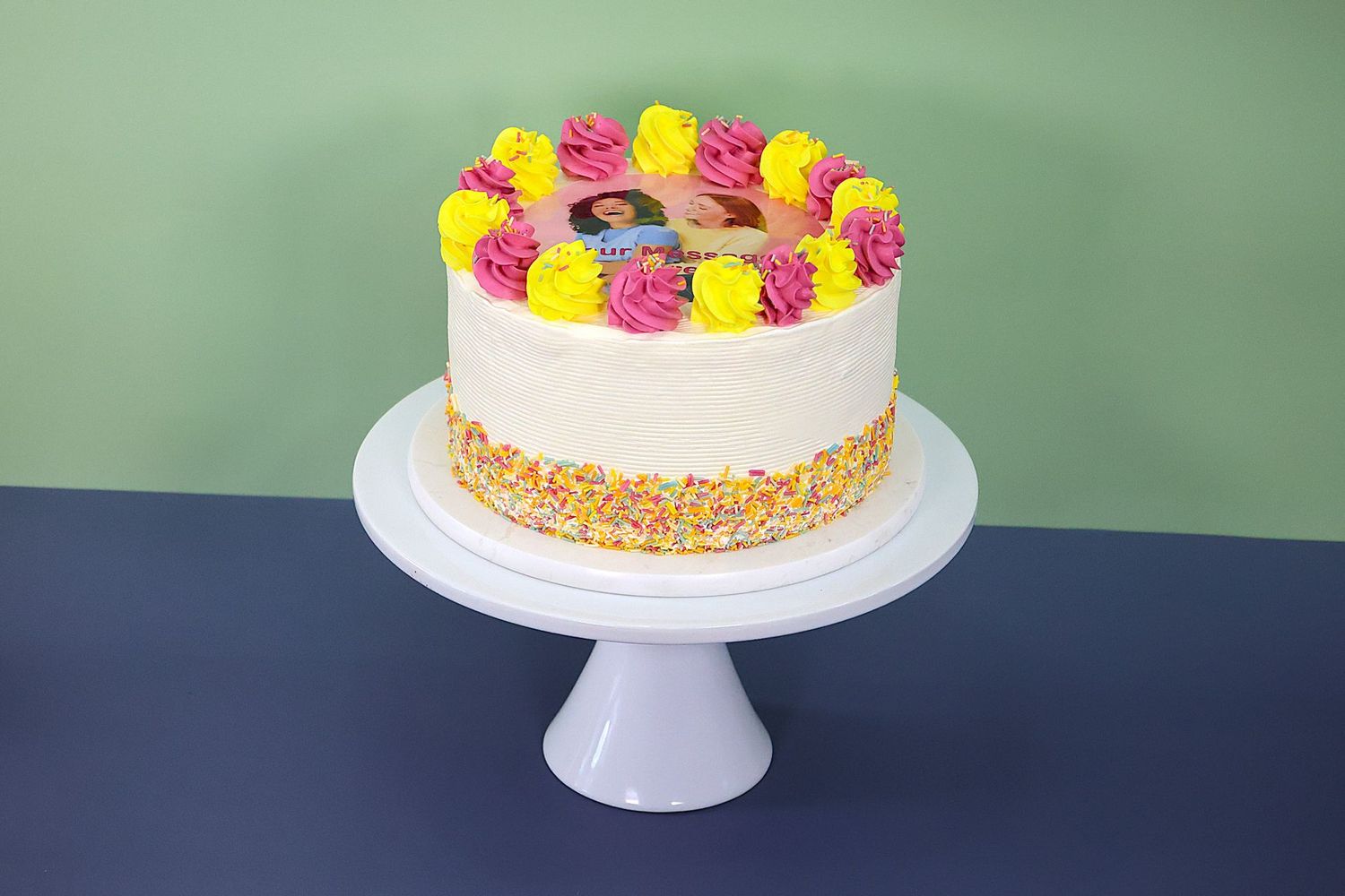 Sprinkle Theme Photo Birthday Cake