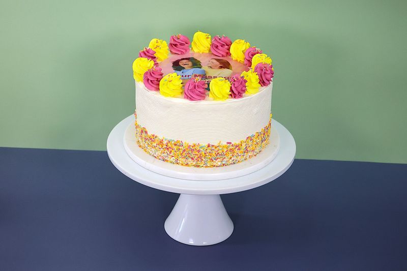 Sprinkle Theme Photo Birthday Cake